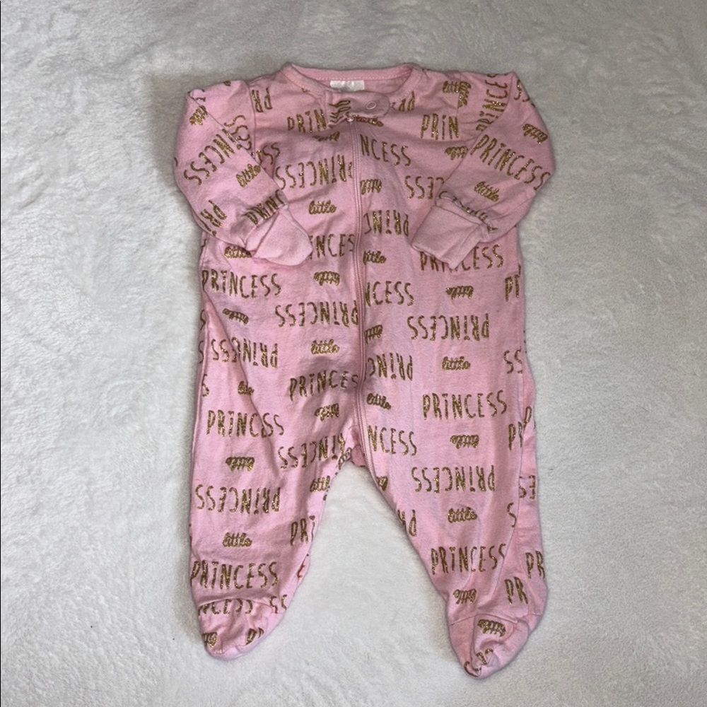 (2 for $10) Gerber Pink Princess One Piece footie/ sleeper